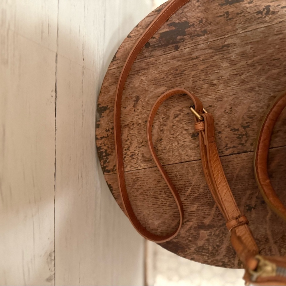 American Leather Co Jamestown Tan Brown Top Handle Shoulder Crossbody Purse - Picture 5 of 9